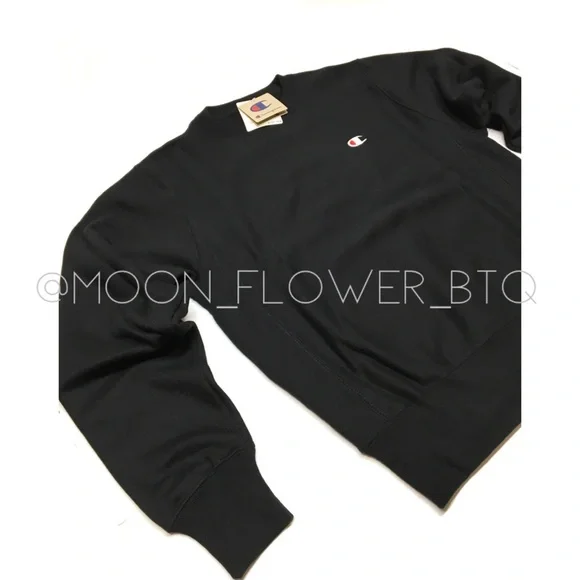 Champion Reverse Weave Crew Neck Sweatshirt Black - Picture 9 of 14